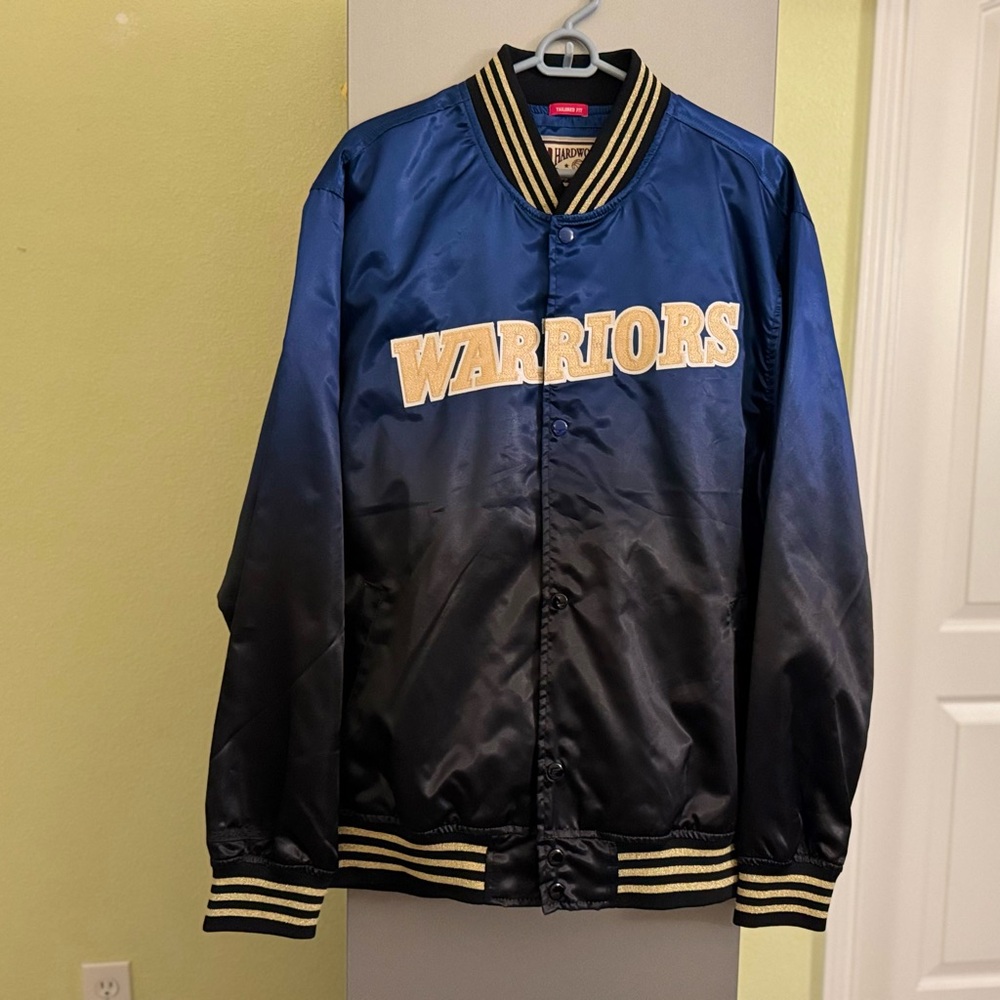 Mitchell & Ness Golden State Warriors Blue Satin Jacket NWT
